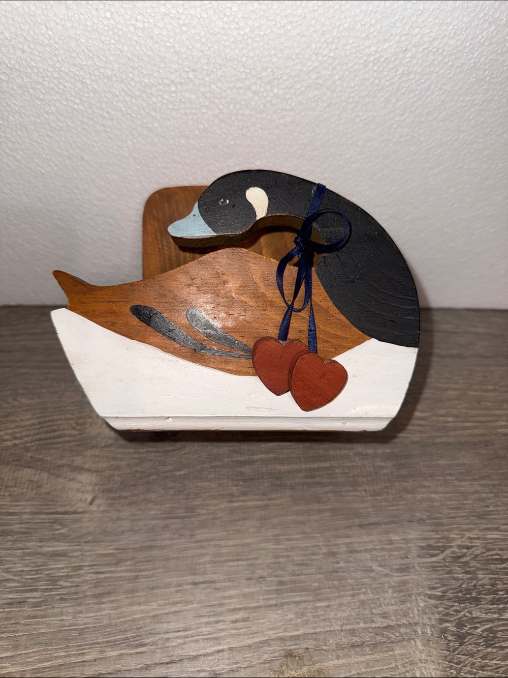 Vintage 80’s Handmade Wooden Canada Goose Napkin Holder